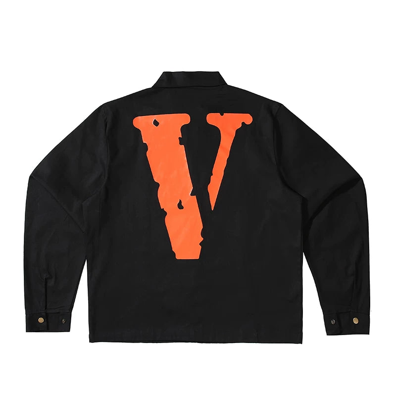 VLONE Embroidered Black Oversized Street‑wear Work Jacket