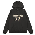 Fog Essentials Black Oversized Hoodie “ESSENTIALS 77” Chest Logo