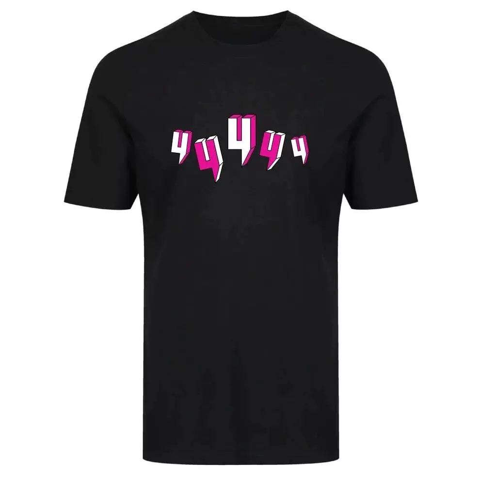 Yelir Pink White Distorted Letter Black Crew Neck Short Sleeve T-Shirt