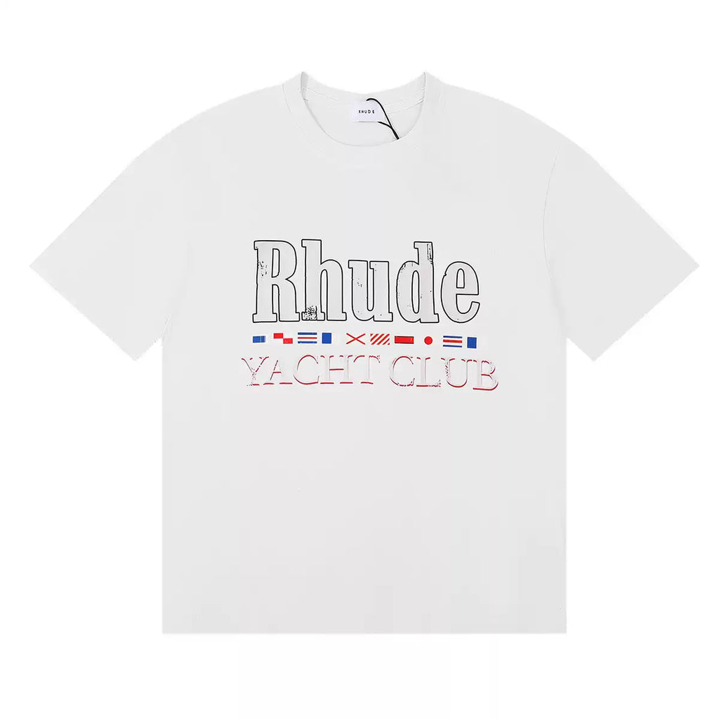 Rhude Yacht Club Flag Print High Quality Double-Yarn Casual Short Sleeve T-Shirt