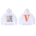 VLONE Orange Distressed Big V Hoodie White