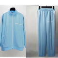 Palm Angels Light Blue Side Stripe Tracksuit 2 Piece Set Zip Jacket + Sweatpants Unisex Streetwear