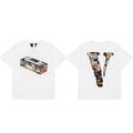 VLONE Sticker Bomb Box Big V Logo Short Sleeve T‑Shirt