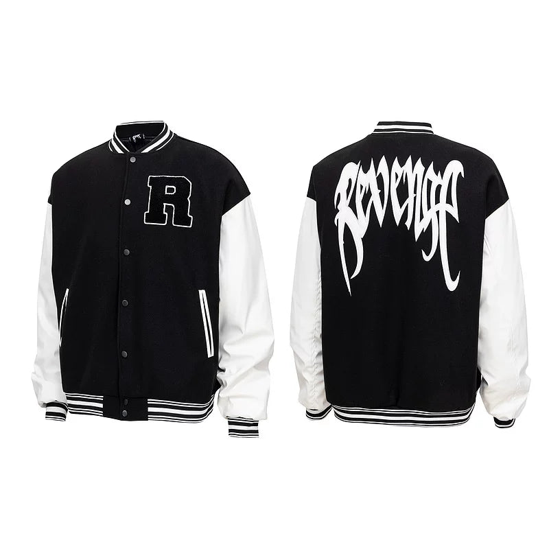 Revenge R‑Letter Patch Gothic Logo Varsity Jacket
