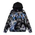 VALEFOREVER Black Blue Flame City Collage Zip Hoodie