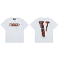 VLONE Friends Plaid Drip Big V Logo Short Sleeve T‑Shirt