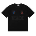 rhude复古标语徽标logo印花小众潮牌圆领宽松短袖T恤男女情侣装 (2)
