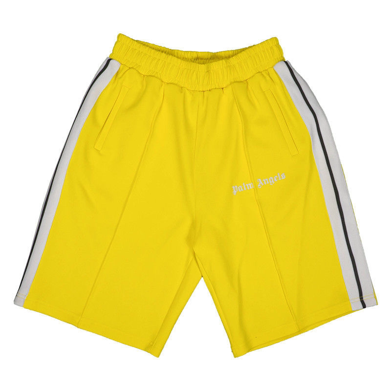 Palm Angels Yellow Side Stripe Shorts Unisex Summer Streetwear Shorts