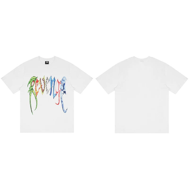 Revenge Rainbow Multicolor Gothic Logo T‑Shirt