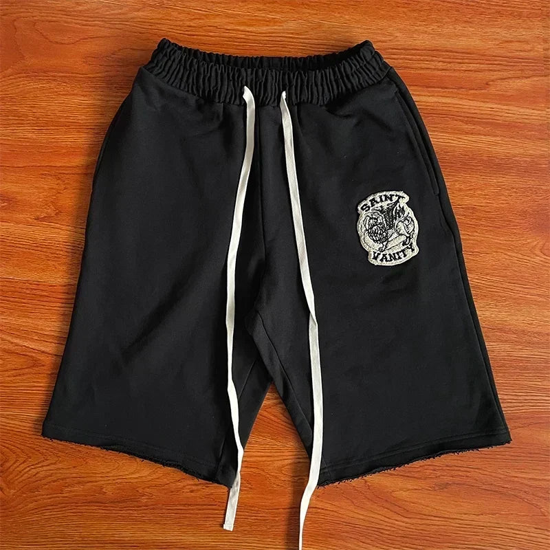 SAINT VANITY Zip Up Hoodie Zipper Embroidery Hoodie Shorts Set
