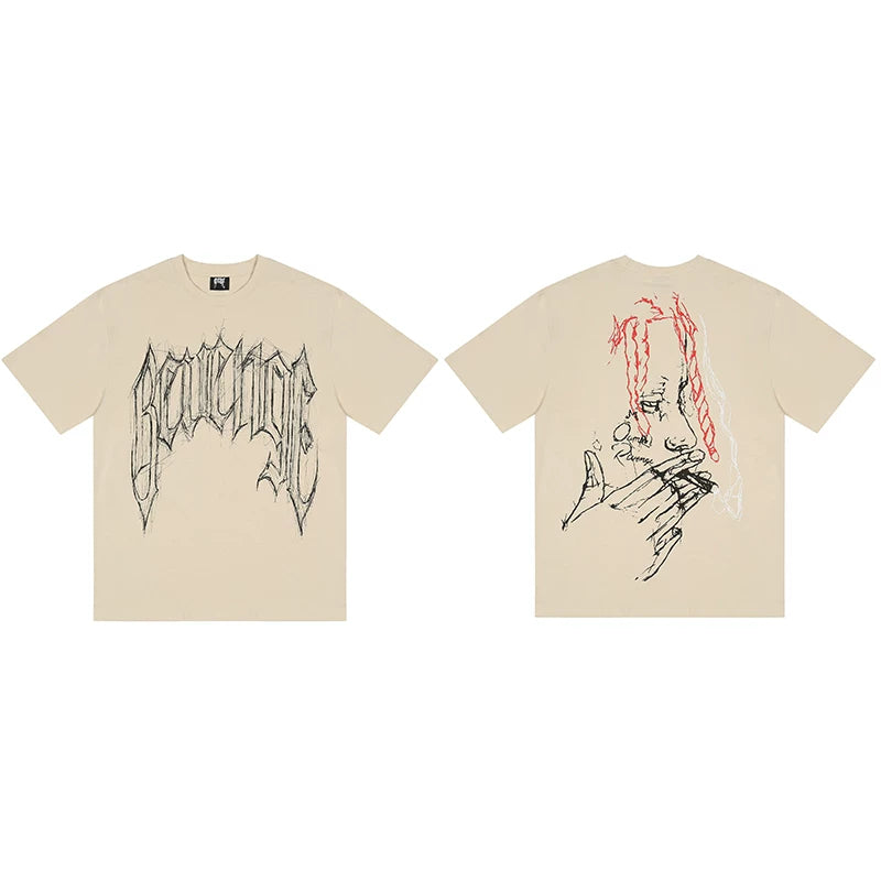 Revenge Sketch Portrait Graphic T‑Shirt