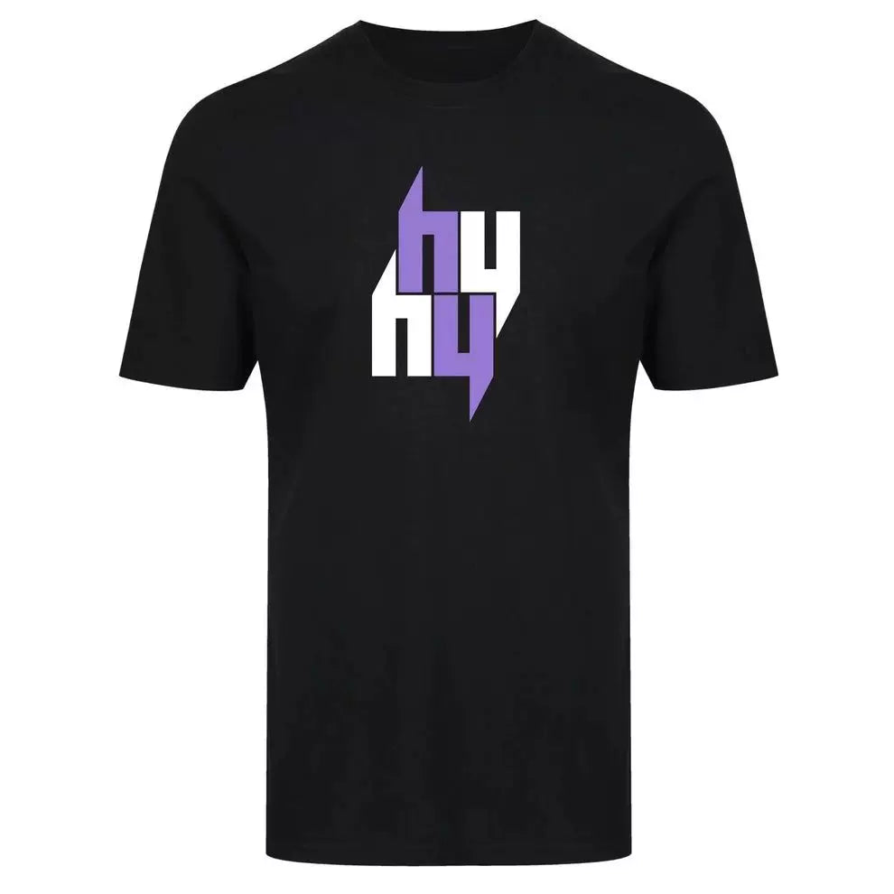 Yelir Purple White NY Letter Graphic Black Streetwear T-Shirt