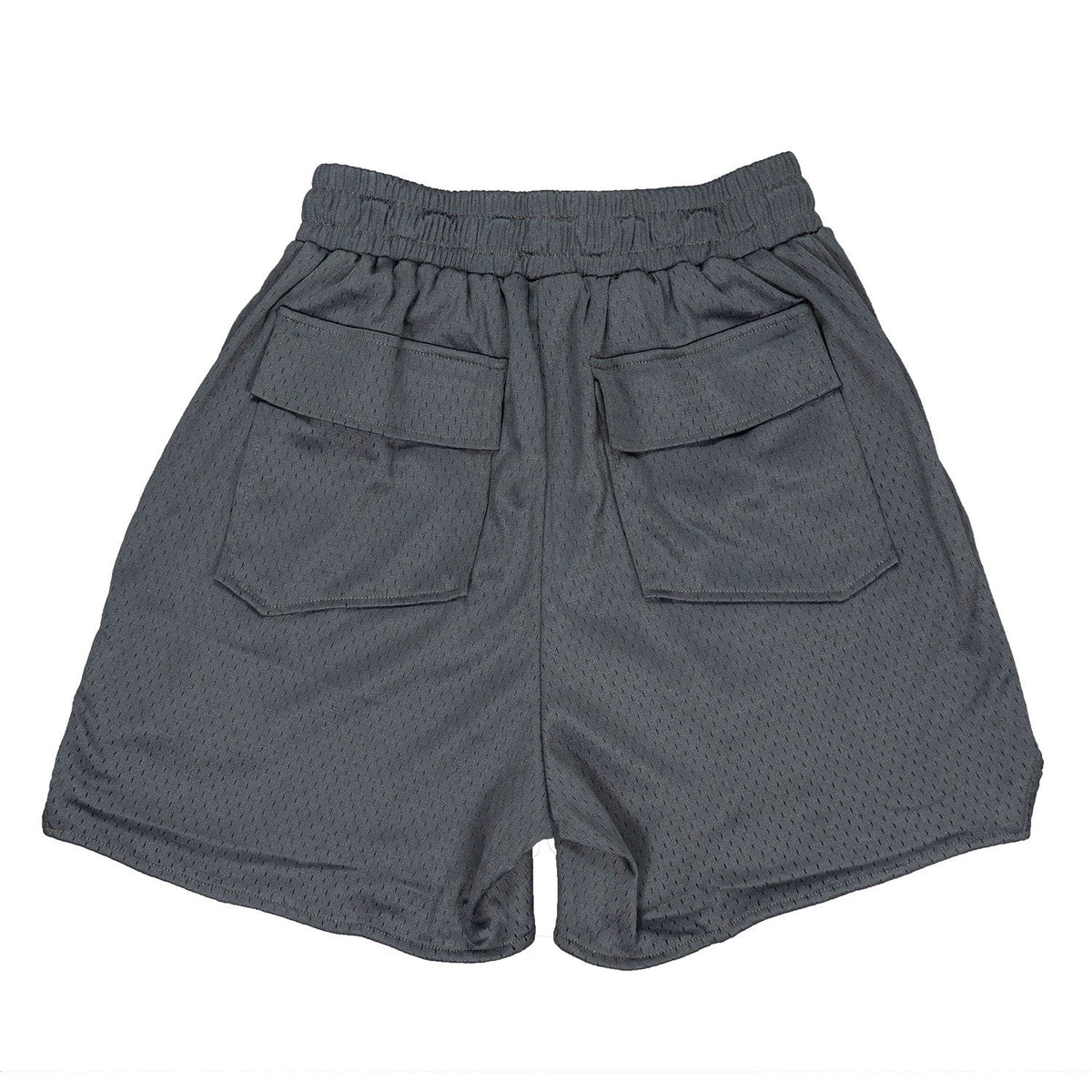 Rhude Large Logo Applique Mesh Streetwear Drawstring Dark Grey Shorts