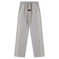 Fog Essentials Light Grey Side‑Stripe Straight‑Leg Casual Sweatpants Streetwear Trousers