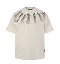 Palm Angels Cream Washed Grey Gothic Print Tee