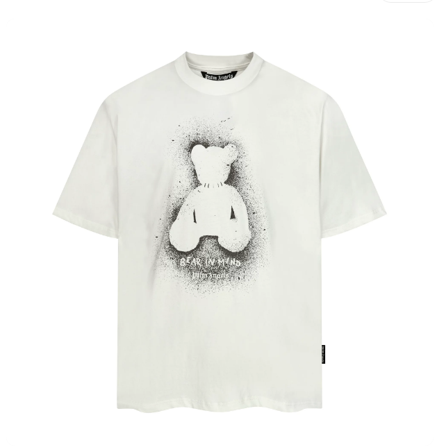 Palm Angels White Bear In Mind Spray Print Tee