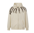 Palm Angels Cream Zip Up Hoodie with Faded Gothic Print