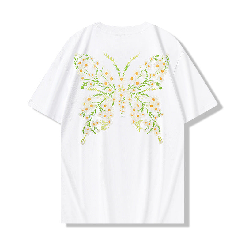 #JP-912# Color-changing flower butterfly embroidery T-shirt